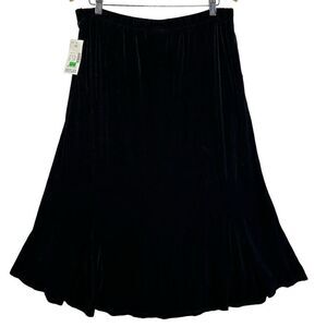 Catherines Anywear Midi Skirt Womens Sz L 0X Black Pull On Stretch Slinky Travel